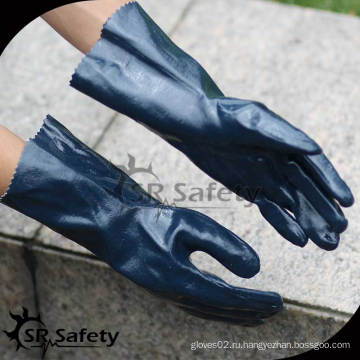 SRSAFETY черный длинный манжета нитрил промышленные перчатки поставщик / блокировочный вкладыш с полным покрытием черный нитрил
